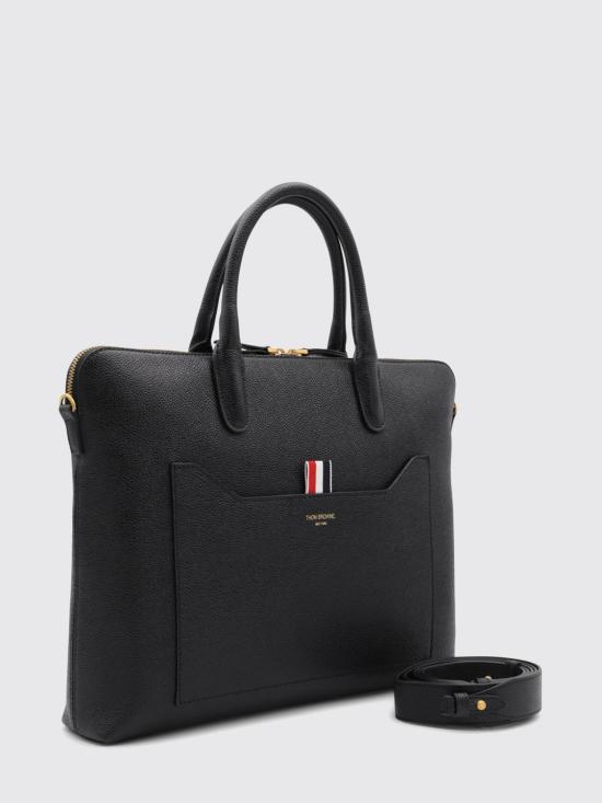 26SS 톰브라운 페블 그레인 레더 슬림 브리프케이스 MAG444A00198 001 Black - THOM BROWNE