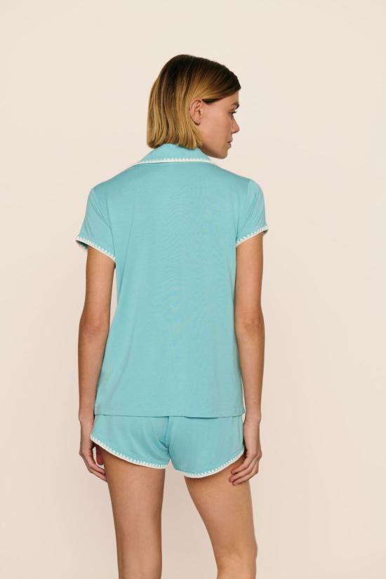  에버제이 라운지 웨어 프리다 쇼티 PJ 세트 블루 라군/아이보리 - EBERJEY