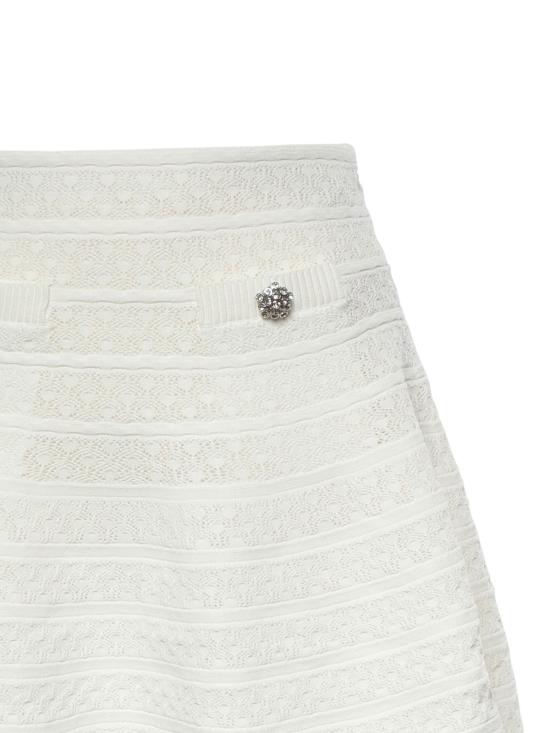  셀프 포트레이트 숏 스커트 오픈워크 니트 미니스커트 화이트 - SELF PORTRAIT