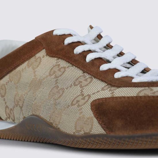  구찌 스니커즈 워시드 브라운 가죽 - GUCCI