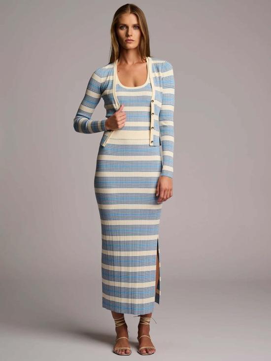  헤브론 가디건 펄  블루 스트라이프 - HEVRON