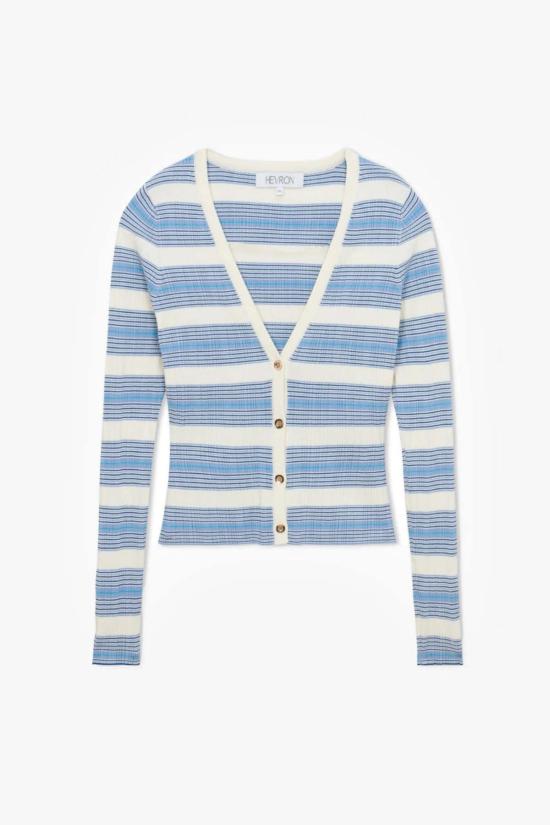  헤브론 가디건 펄  블루 스트라이프