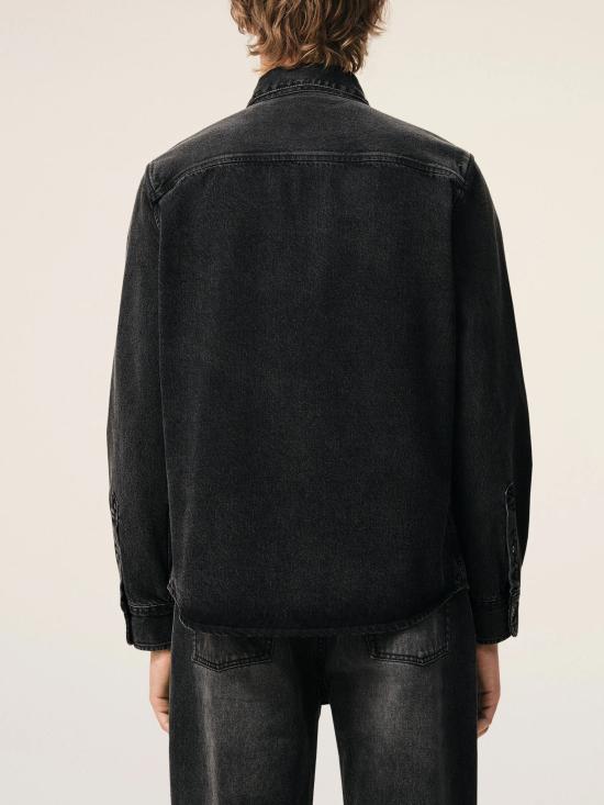 26SS 아미 톤온톤 하트 로고 데님 코튼 버튼 다운 셔츠 USH785 DE0125 031 USED BLACK DOM - AMI