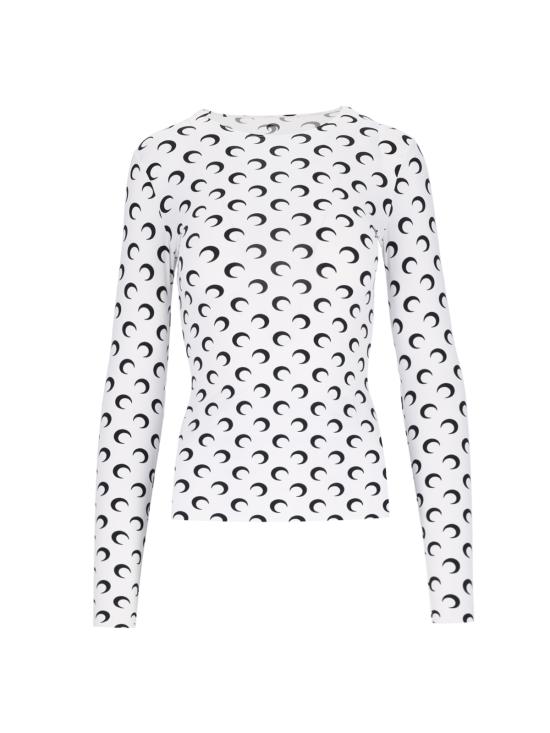 26SS 마린세르 크레센트 문 프린트 긴팔 티셔츠 WTS006A CJER0001 WH00