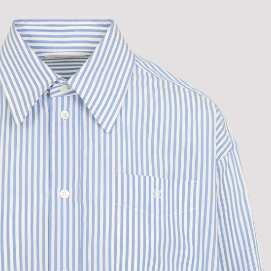 26SS 셀린느 스트라이프 코튼 포플린 크롭 셔츠 RC0941389 CBA0 CRAIE BLEU CIEL - CELINE