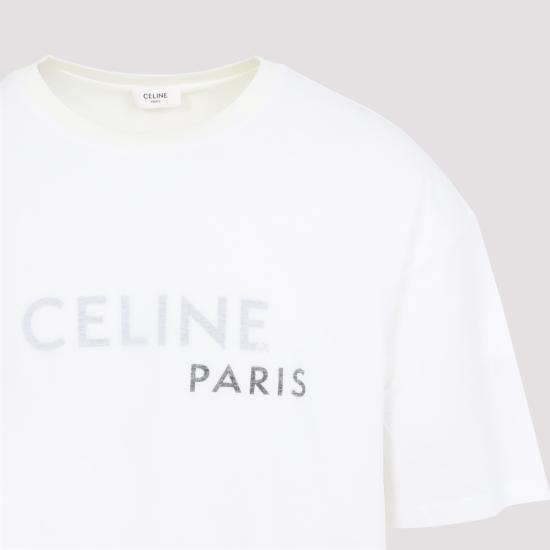 26SS 셀린느 더블 레이어드 티셔츠 파인 코튼 저지 RX0DT0F17 01OB OFF WHITE BLACK - CELINE