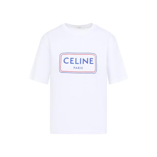 26SS 셀린느 루즈 티셔츠 코튼 저지 RX0IA507Z GHJ4 OPTIC WHITE RED DENIM BLUE - CELINE