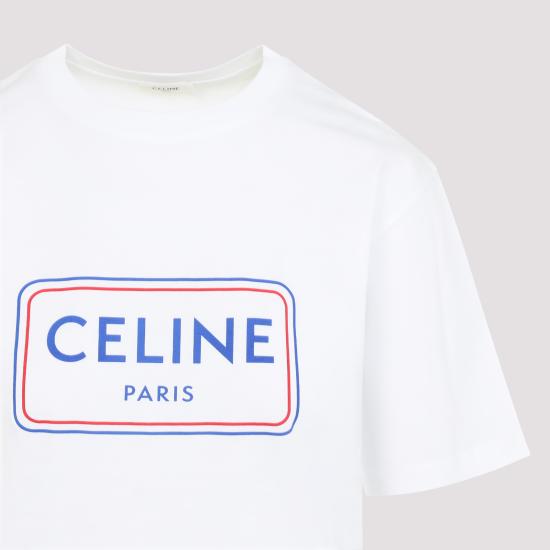 26SS 셀린느 루즈 티셔츠 코튼 저지 RX0IA507Z GHJ4 OPTIC WHITE RED DENIM BLUE - CELINE