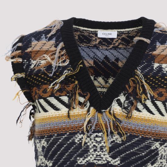 26SS 셀린느 자카드 캐시미어 탑 RY0LU0V65 19BD BROWN GREY - CELINE