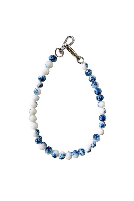  세레 가죽소품 세리 비즈 장식 가방 참 블루