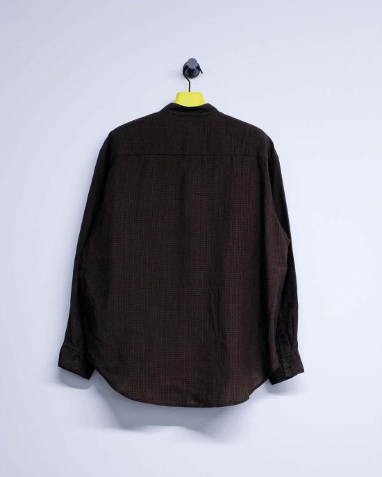  Evan Kinori 폴로 티셔츠 에반 키노리 브라운 & 블랙 로그우드 오버다이 린넨 팝오버 셔츠 - OTHER BRANDS