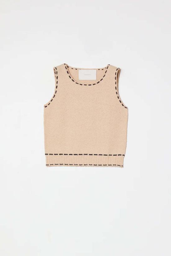  아뜰리에 델핀 민소매 티셔츠 아틀리에 델핀 로미 부클 코튼 슬리브리스 탑