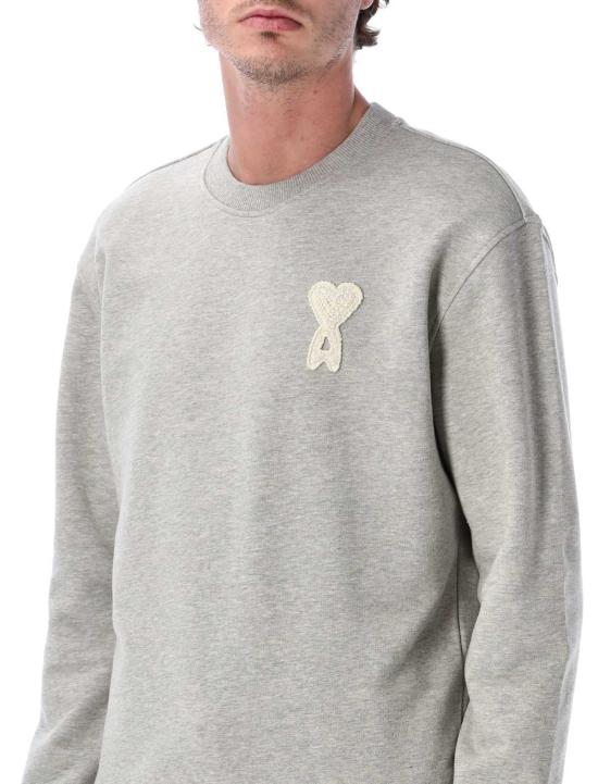  아미 긴팔 티셔츠 Ami Alexandre Mattiussi Ami De Coeur 그레이 코튼 스웨트셔츠 - AMI