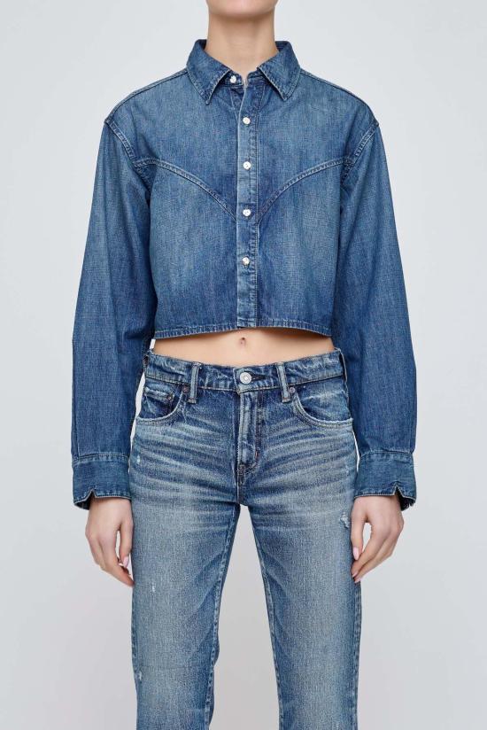  마우지 데님 셔츠 무시 폴리 데님 셔츠