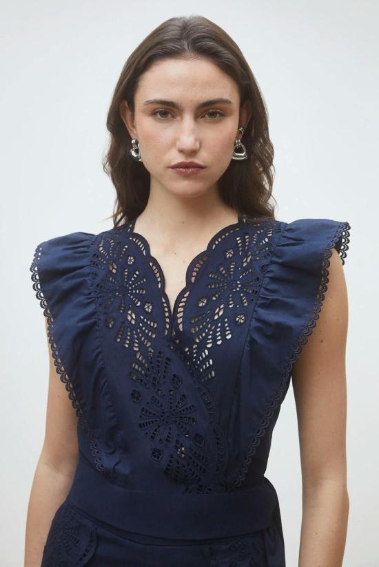  선쿠 블라우스 릴라 자수 민소매 - SUNCOO