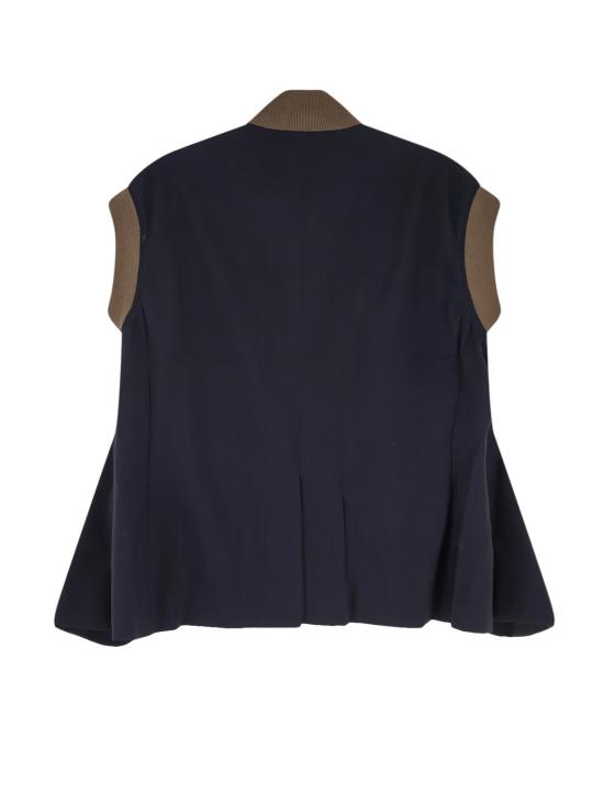  사카이 자켓 뒷면에 패브릭 인서트가 있는  나일론 재킷 (다크 카키/네이비) - SACAI