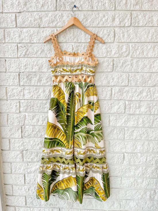  팜 리오 롱 원피스 트란코소 샌드 민소매 맥시 드레스 - FARM RIO