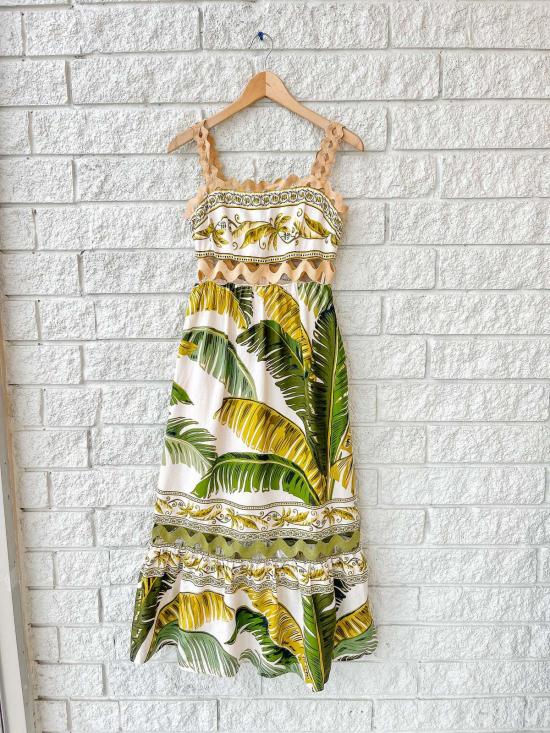  팜 리오 롱 원피스 트란코소 샌드 민소매 맥시 드레스