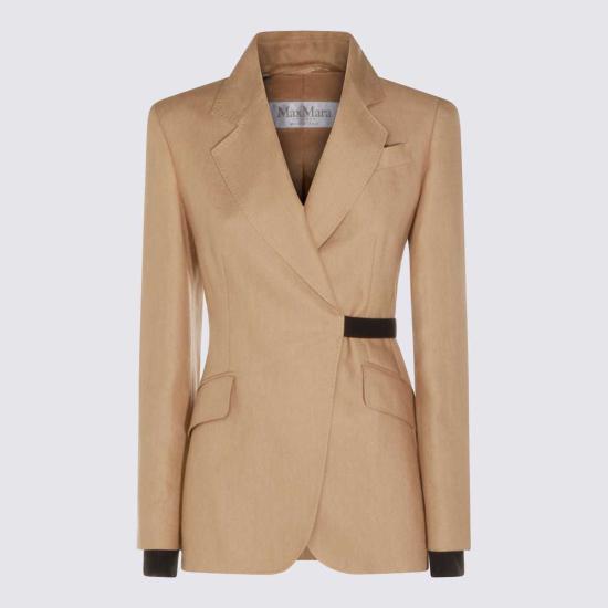  막스마라 자켓 막스 마라 믹스피온다 린넨 블레이저 샌드
