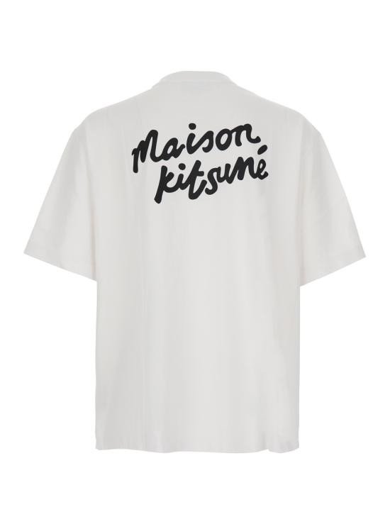 26SS 메종키츠네 핸드라이팅 오버사이즈 티셔츠 PM00110KJ0119M186 White - MAISON KITSUNE