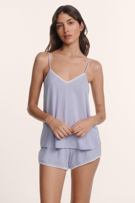  에버제이 라운지 웨어 프리다 캐미솔/숏 파자마 세트 라벤더 더스크/아이보리
