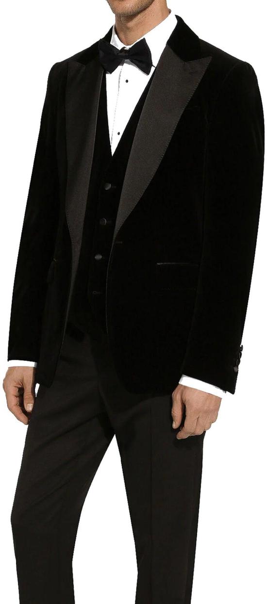  돌체앤가바나 싱글 브레스티드 벨벳 수트 자켓 G2UD5TFUVG7N0000 BLACK - DOLCE & GABBANA