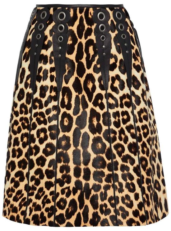  보테가베네타 미디 스커트 421180VEM821666LEOPARDPONY BROWN