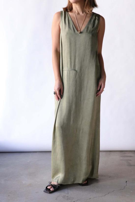  크리스티앙 뵈이넝스 롱 원피스 Christian Wijnants Dalta V 넥 드레스 다크 세이지 - CHRISTIAN WIJNANTS