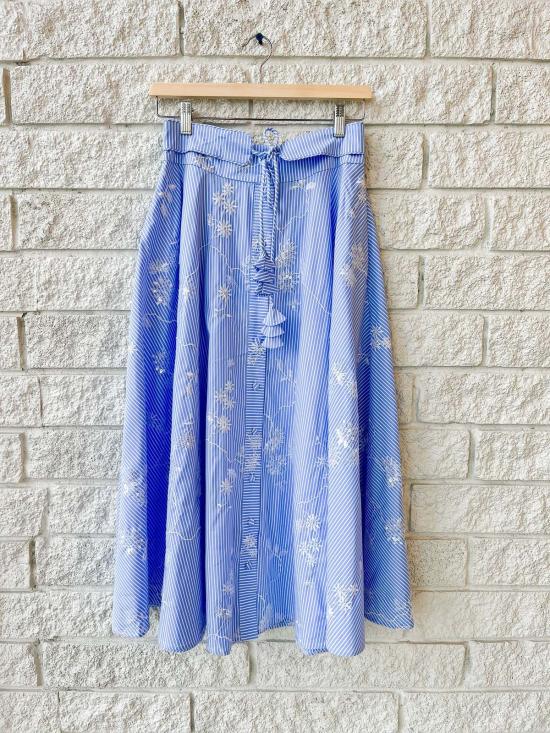  헌터 벨 미디 스커트 시슬 스커트 설리번 스트라이프