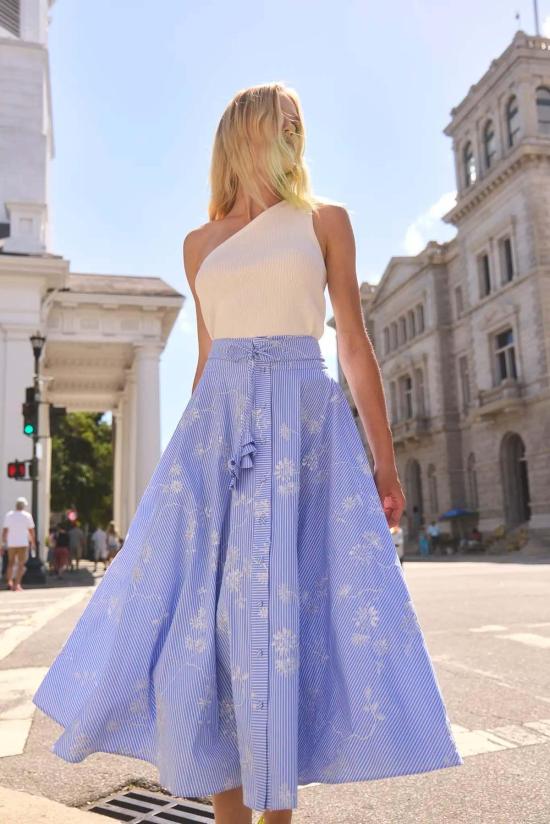  헌터 벨 미디 스커트 시슬 스커트 설리번 스트라이프 - HUNTER BELL