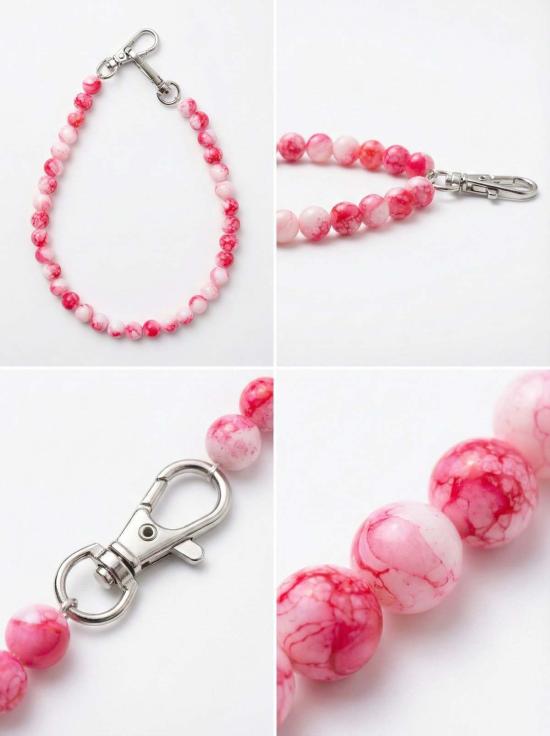  세레 가죽소품 세리 비즈 장식 가방 참 핑크 - SEREE