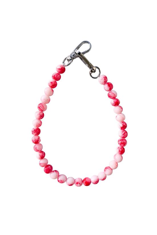  세레 가죽소품 세리 비즈 장식 가방 참 핑크