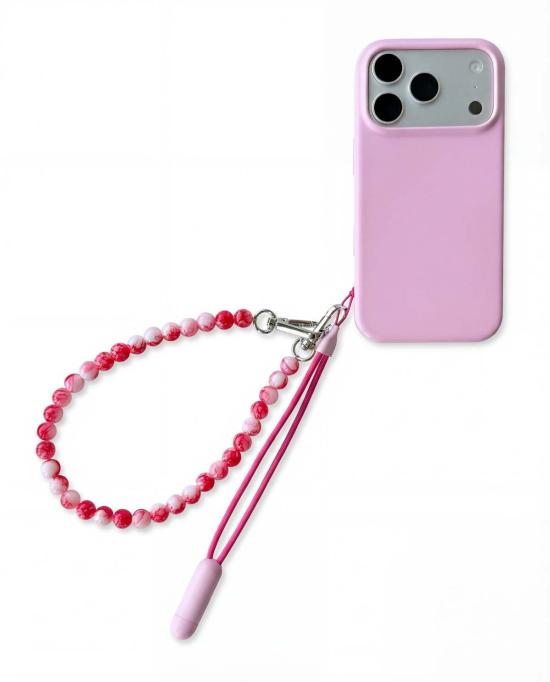  세레 가죽소품 세리 비즈 장식 가방 참 핑크 - SEREE