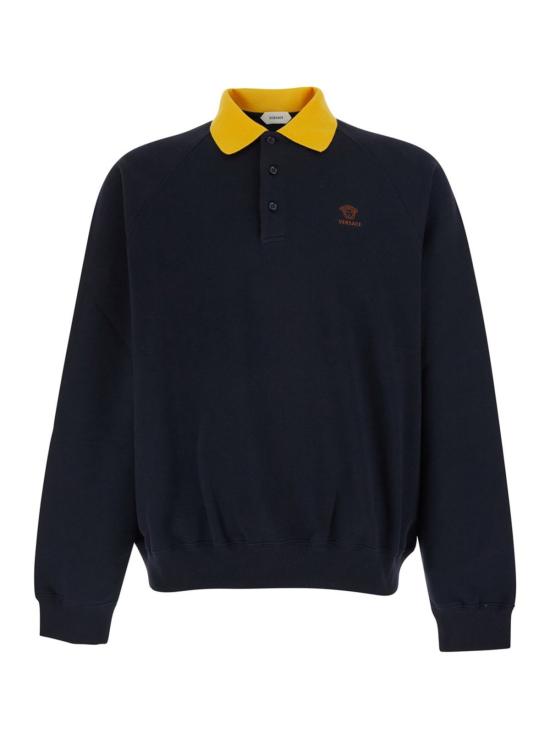  베르사체 긴팔 티셔츠 블루 후드티 (고정형 후드)