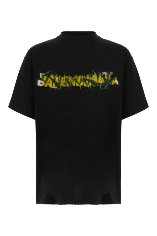 26SS 발렌시아가 반팔 티셔츠 764235TUVI6 1000 BLACK