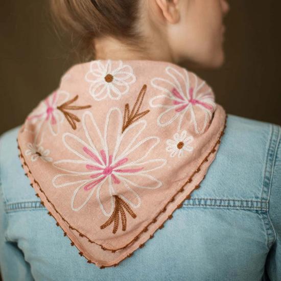  롤라 머플러/스카프 체인스티치 실크 노일 반다나 - LOLA