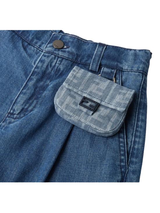 26SS [키즈] 펜디 데님 숏팬츠 JFF400 AVWI F0QG0 DARK BLUE - FENDI