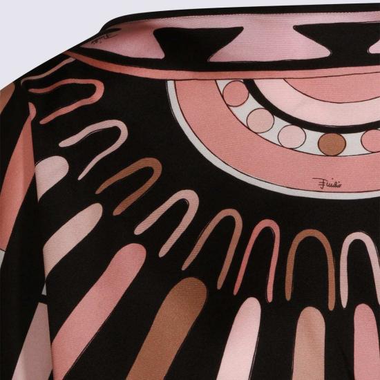  푸찌 블라우스 푸치 핑크 앤 블랙 실크 탱크탑 - PUCCI