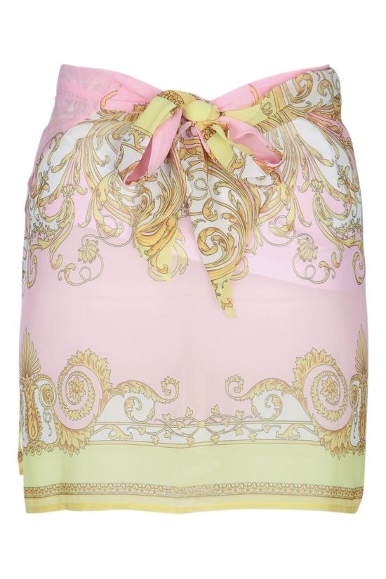 26SS 베르사체 미디 스커트 10232031A17189 5Y590 PALEYELLOWROSEQUARTZ - VERSACE