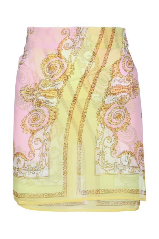 26SS 베르사체 미디 스커트 10232031A17189 5Y590 PALEYELLOWROSEQUARTZ