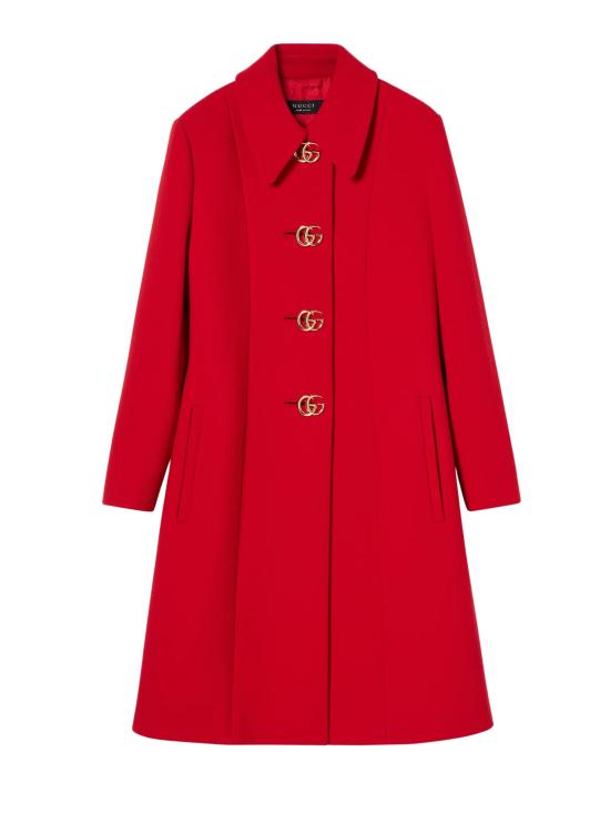 26SS 구찌 더블 G 버튼 울 나떼 코트 860471 ZHW106544 Red