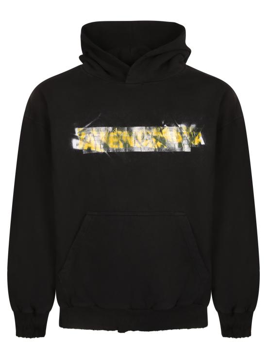 26SS 발렌시아가 후드 티셔츠 871956 TUVI9 1000 Black