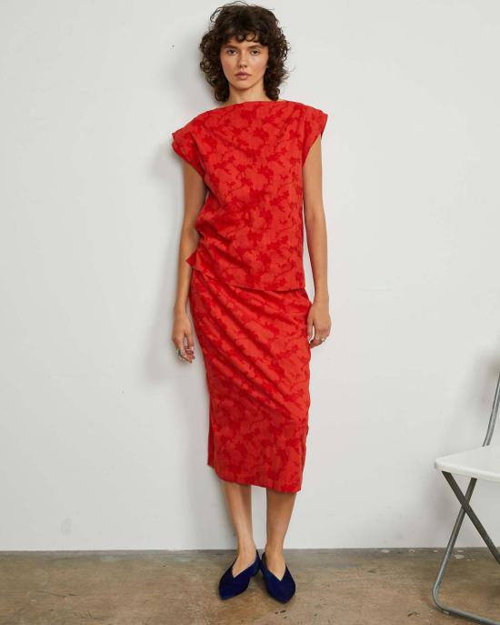  론 미디 스커트 Lwn Glenn 플로럴 자카드 스커트 - LWN