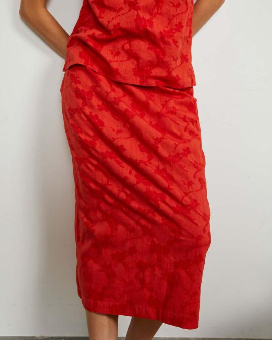  론 미디 스커트 Lwn Glenn 플로럴 자카드 스커트 - LWN