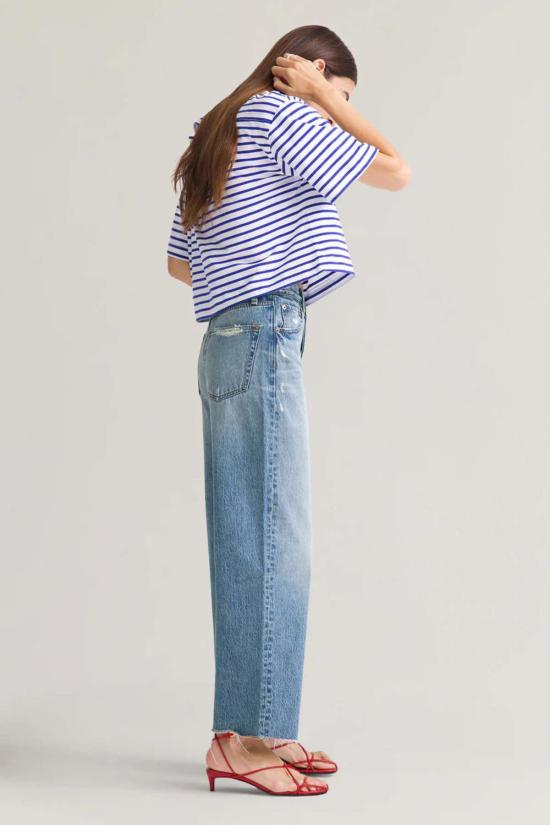  피스톨라 데님 팬츠 테이트 크롭 하이라이즈 보우 레그 진 어블레이즈 - PISTOLA