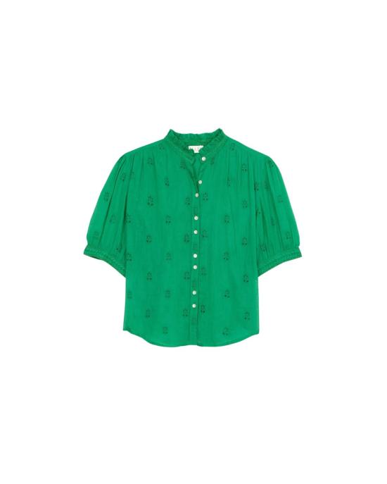  엠에이비이 셔츠 M.A.B.E 프라니 자수 탑 그린