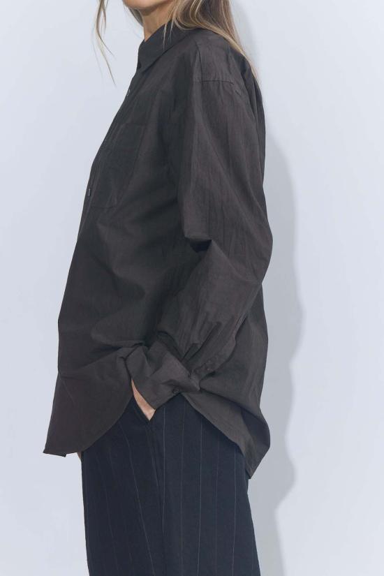  요코 사카모토 셔츠 사카모토 요코 레귤러 칼라 셔츠 카키시부 - YOKO SAKAMOTO