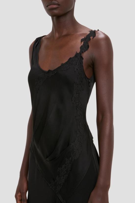  빅토리아 베컴 롱 원피스 레이스 스트랩 드레스 블랙 - VICTORIA BECKHAM