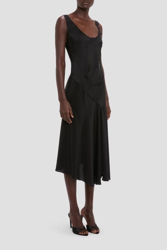  빅토리아 베컴 롱 원피스 레이스 스트랩 드레스 블랙 - VICTORIA BECKHAM