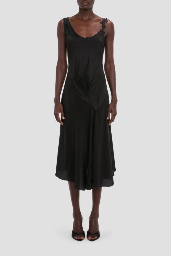  빅토리아 베컴 롱 원피스 레이스 스트랩 드레스 블랙 - VICTORIA BECKHAM